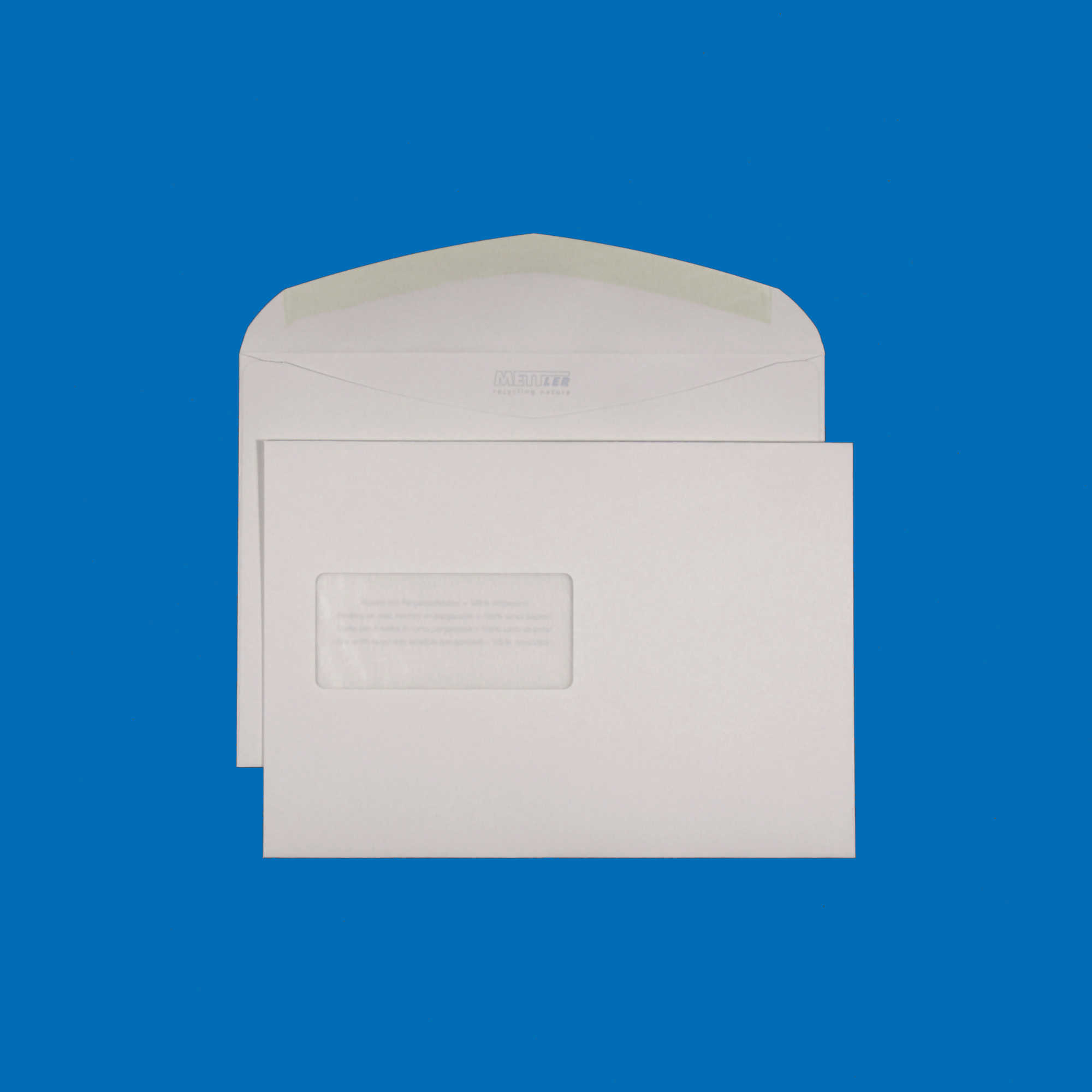 C5 Couvert, Fenster links, gummiert, Recycling mit Blauem Engel – Mettler Couvert