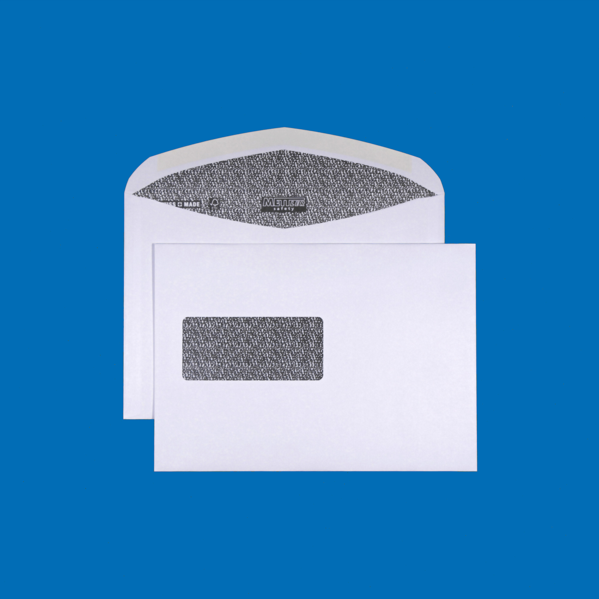 C5 Couvert, schwarz, Fenster links, gummiert, FSC – Mettler Couvert