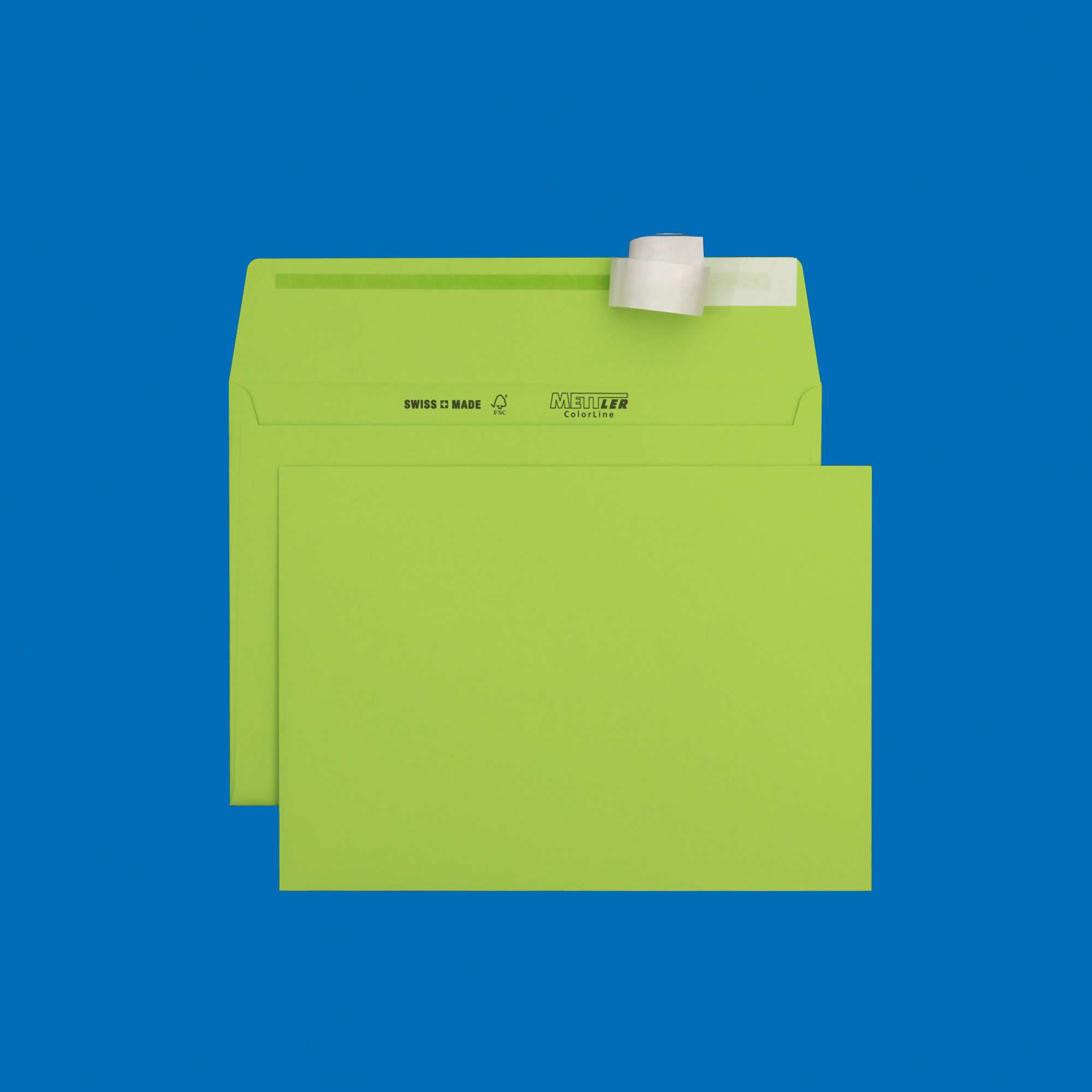 C5 Couvert, giftgrün, ohne Fenster, haftklebend, FSC – Mettler Couvert