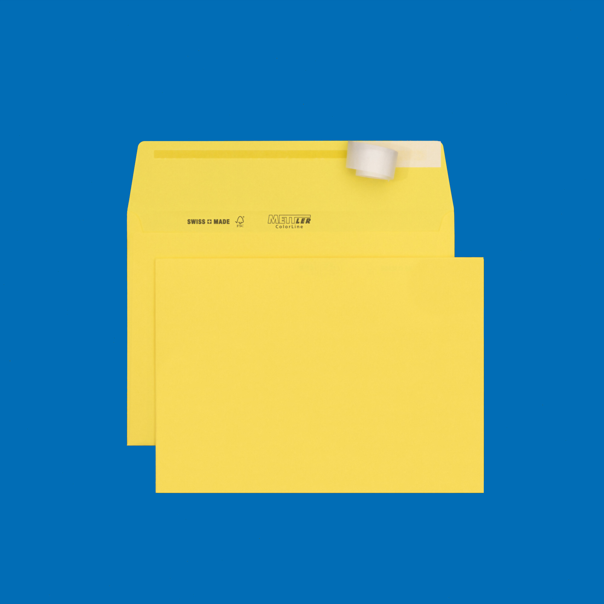 C5 Couvert, hellgelb, ohne Fenster, haftklebend, FSC – Mettler Couvert