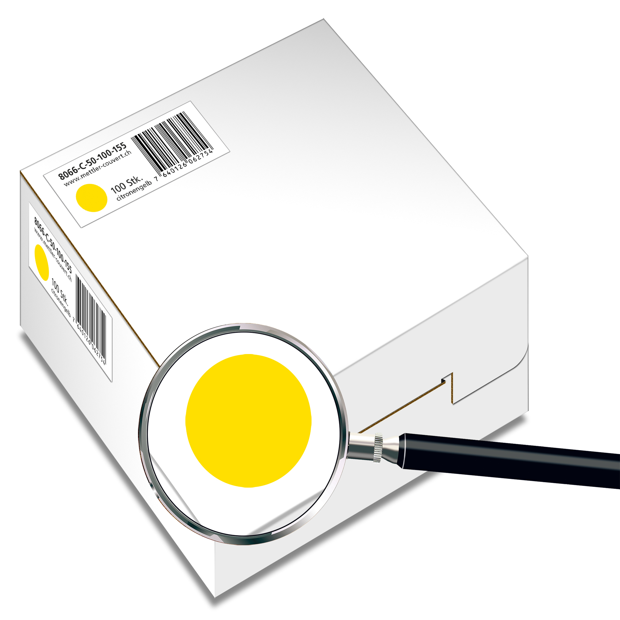 Couvert quadratisch 155 x 155mm, citronengelb, ohne Fenster, haftklebend – Mettler Couvert