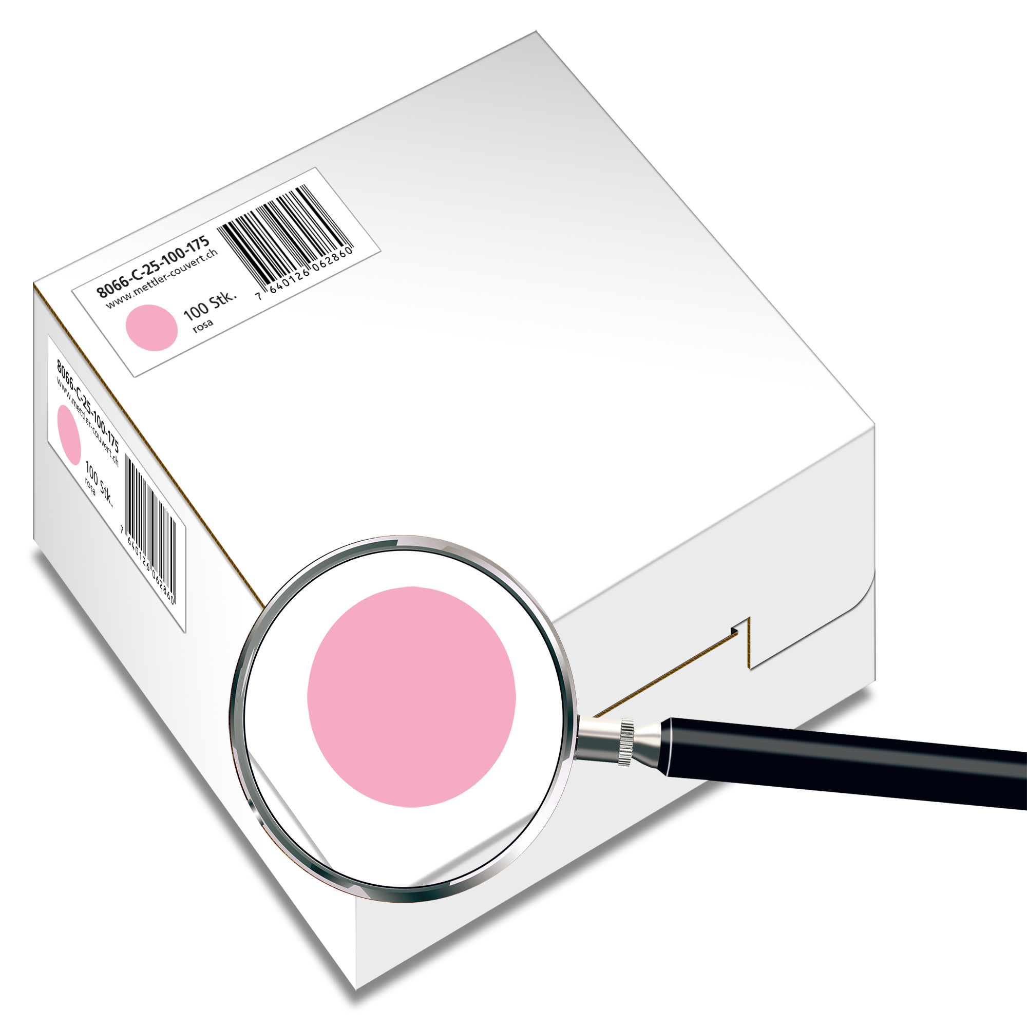 Couvert quadratisch 175 x 175mm, rosa, ohne Fenster, haftklebend, FSC – Mettler Couvert