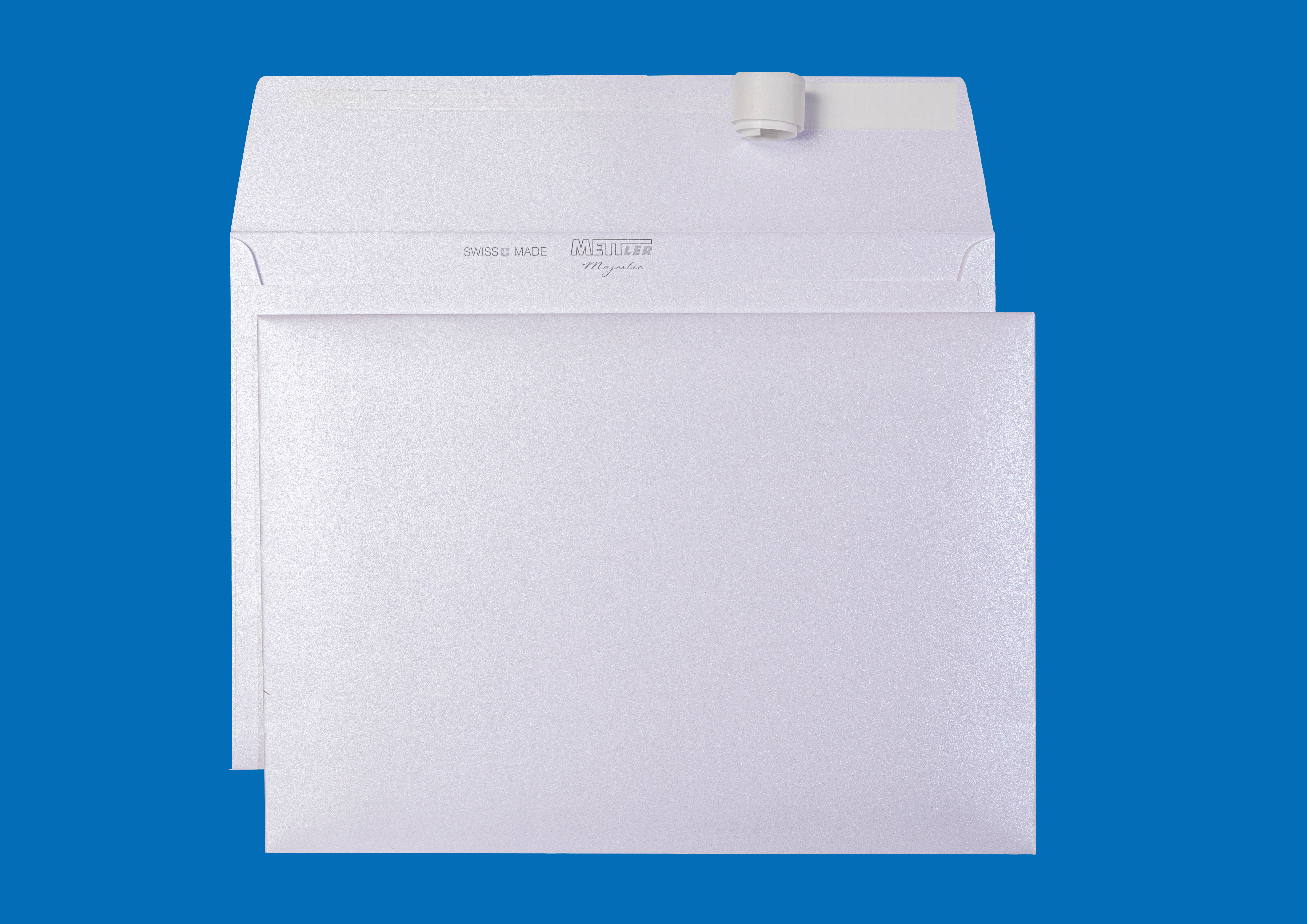 C5 Couvert metallic Snow White, ohne Fenster, haftklebend (25 Stk.) – Mettler Couvert