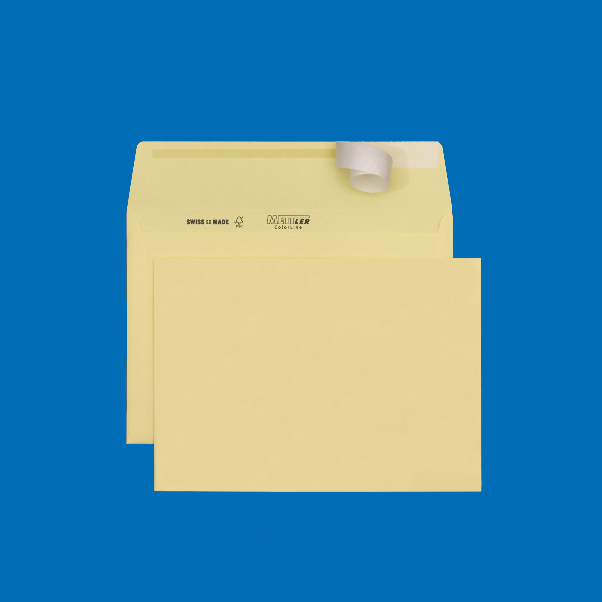 C5 Couvert, pastellgelb, ohne Fenster, haftklebend, FSC – Mettler Couvert