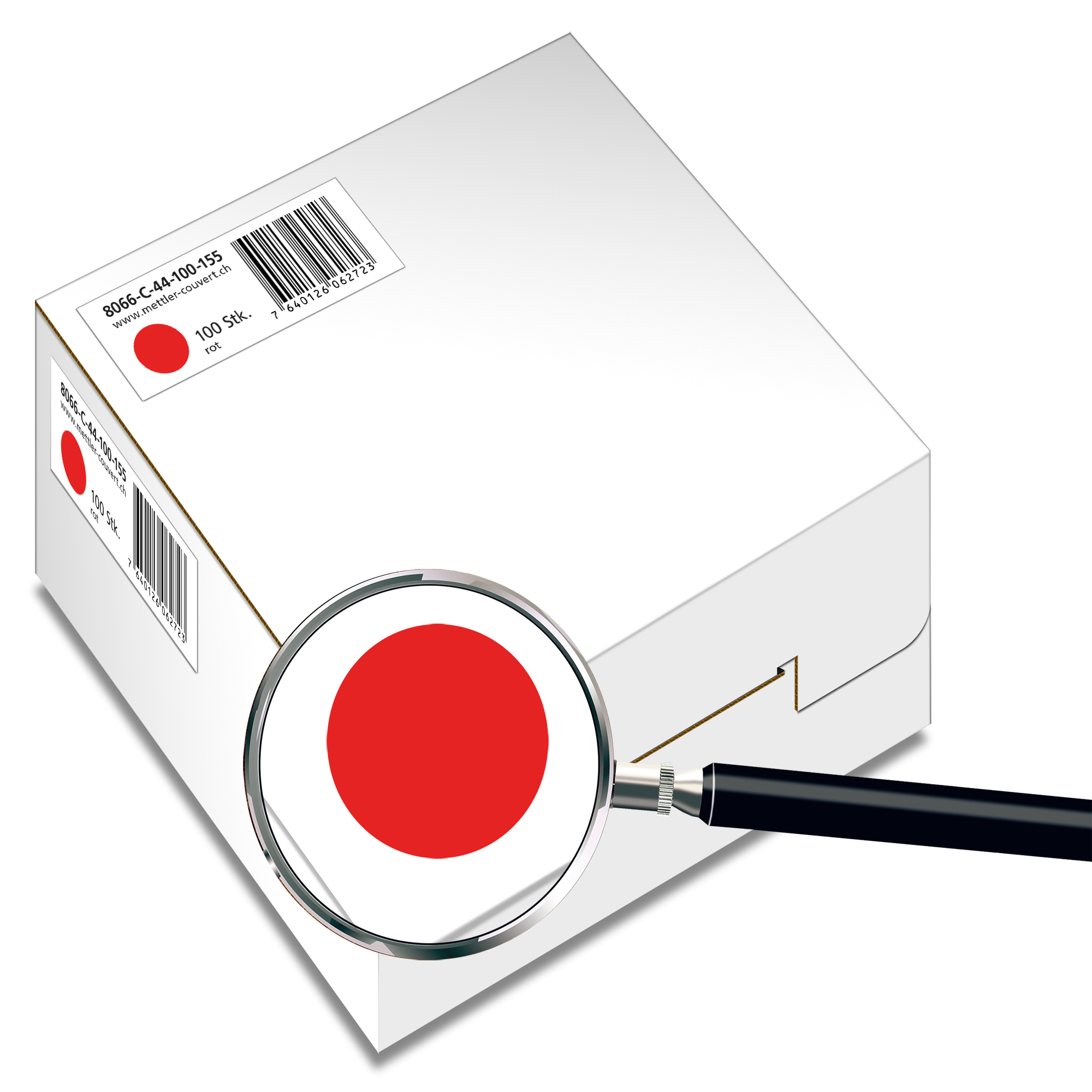 Couvert quadratisch 155 x 155mm, rot, ohne Fenster, haftklebend, FSC – Mettler Couvert