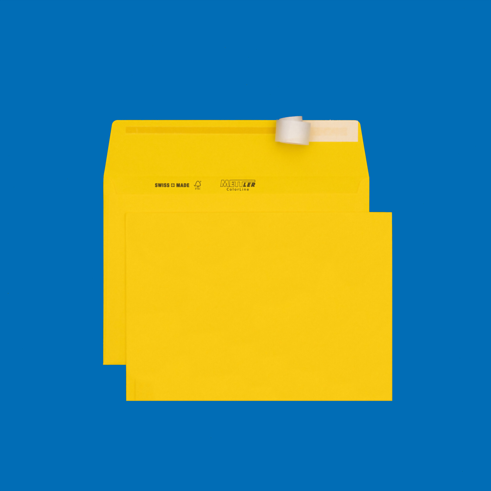C5 Couvert, citronengelb, ohne Fenster, haftklebend – Mettler Couvert