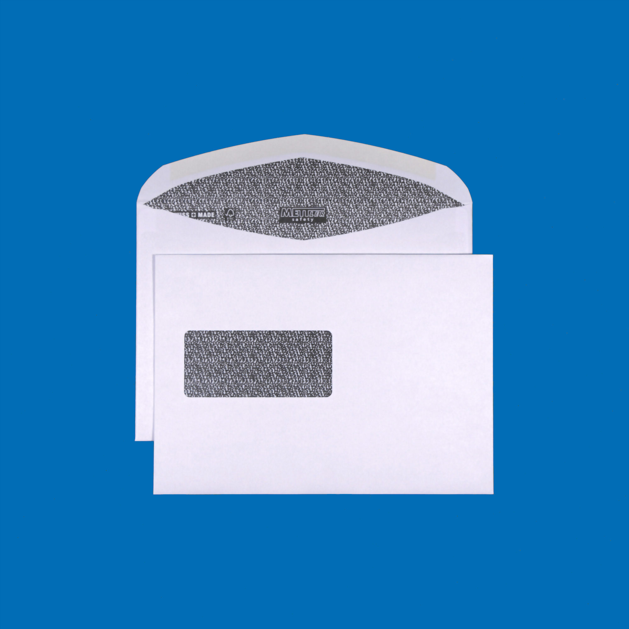 C5 Couvert, schwarz, Fenster links, gummiert, FSC – Mettler Couvert