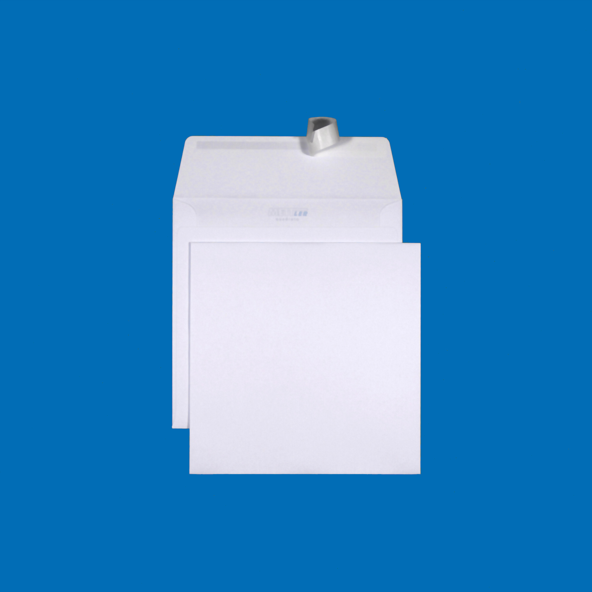Couvert quadratisch 165 x 165mm, ohne Fenster, haftklebend, Ultraweiss FSC – Mettler Couvert