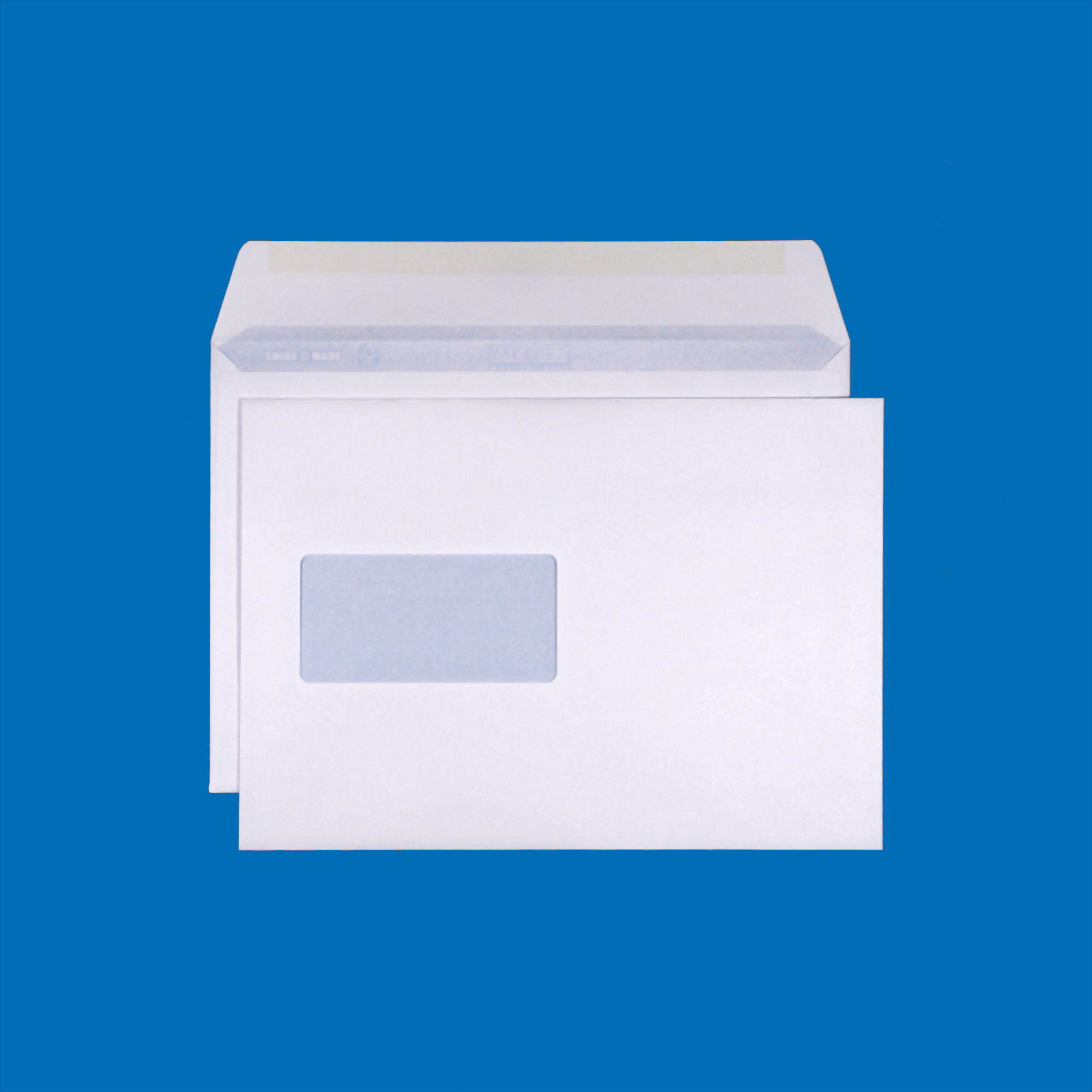 B5 Couvert, Fenster links, gummiert, Ultraweiss FSC – Mettler Couvert