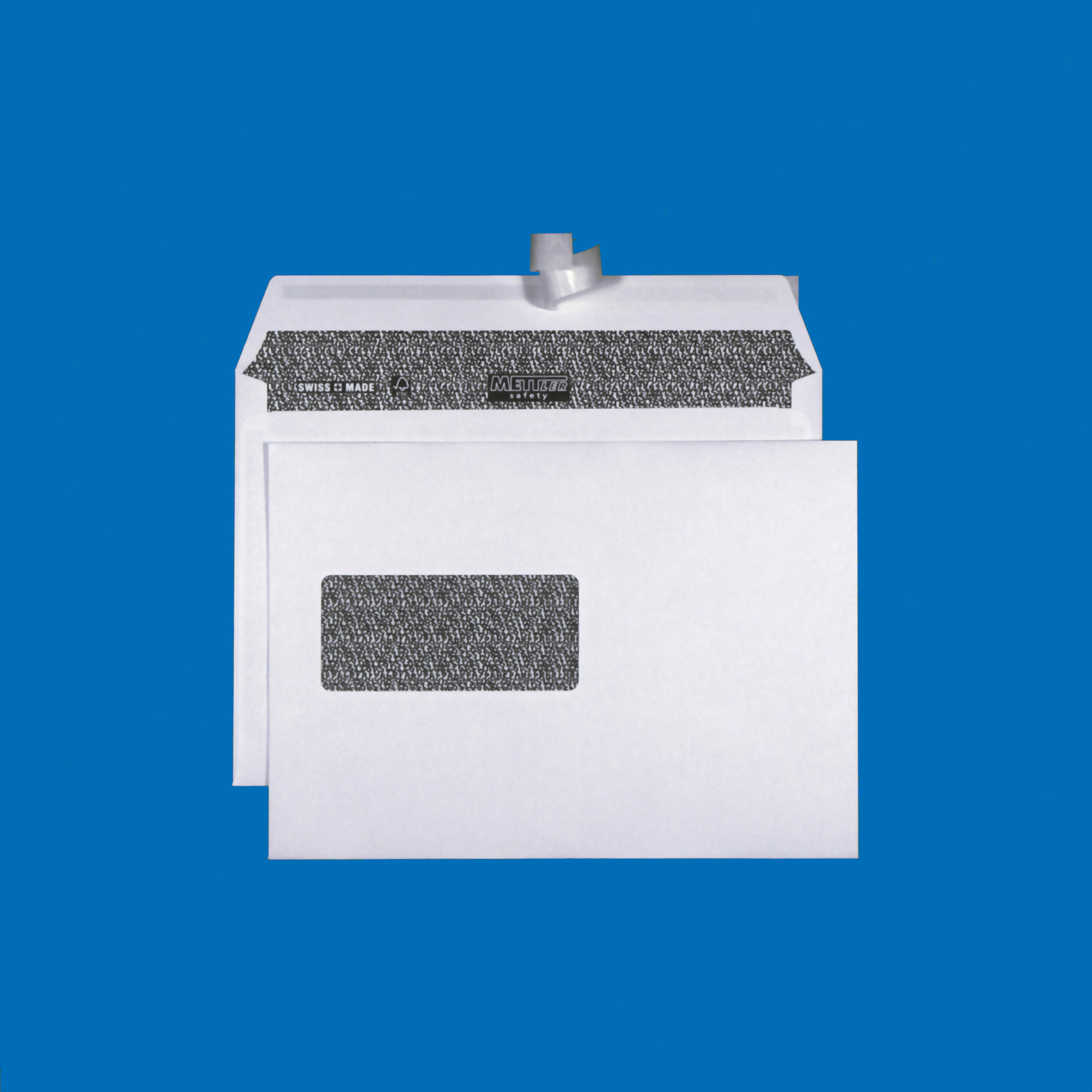 C5 Couvert, schwarz, Fenster links, haftklebend, FSC – Mettler Couvert