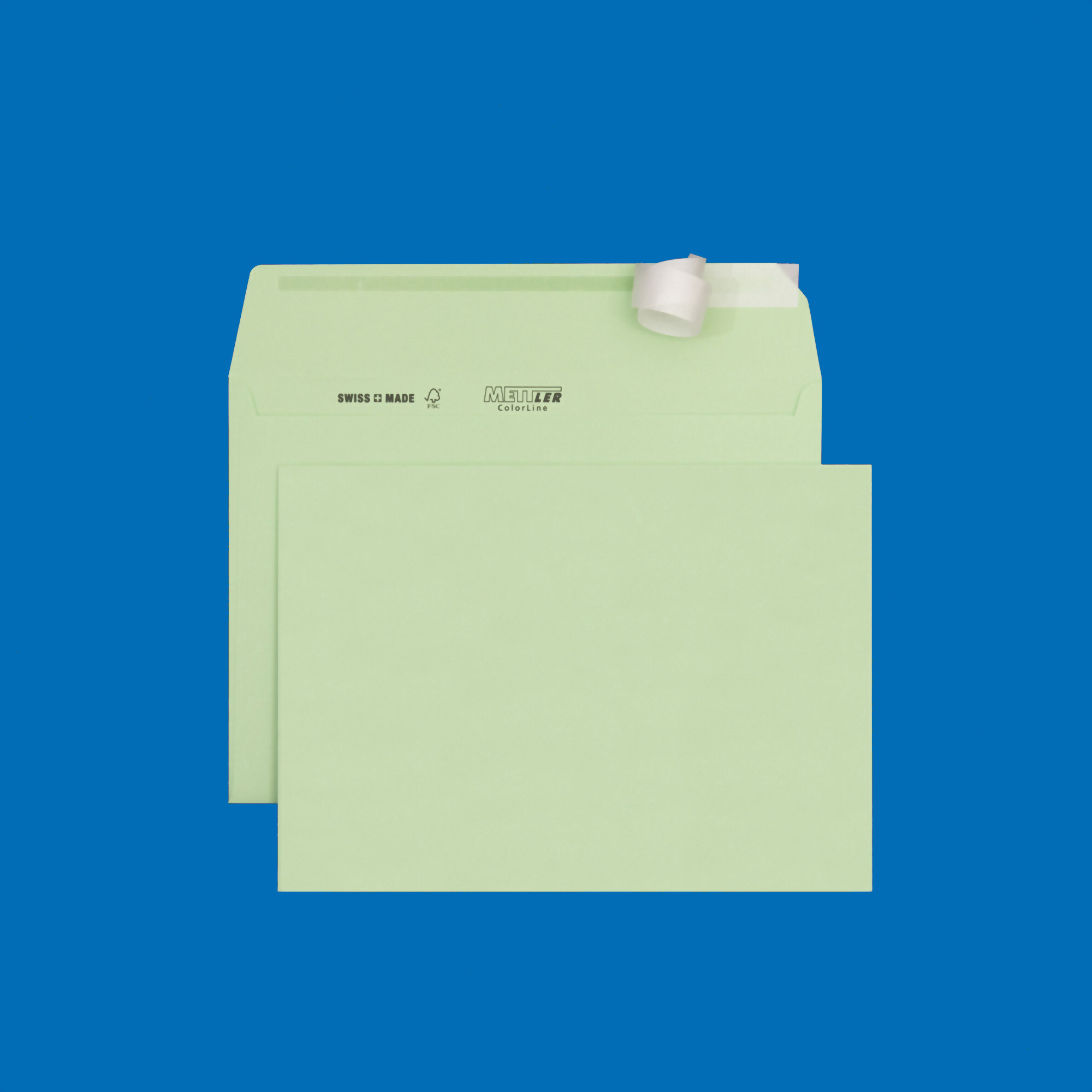 C5 Couvert, mintgrün, ohne Fenster, haftklebend, FSC – Mettler Couvert