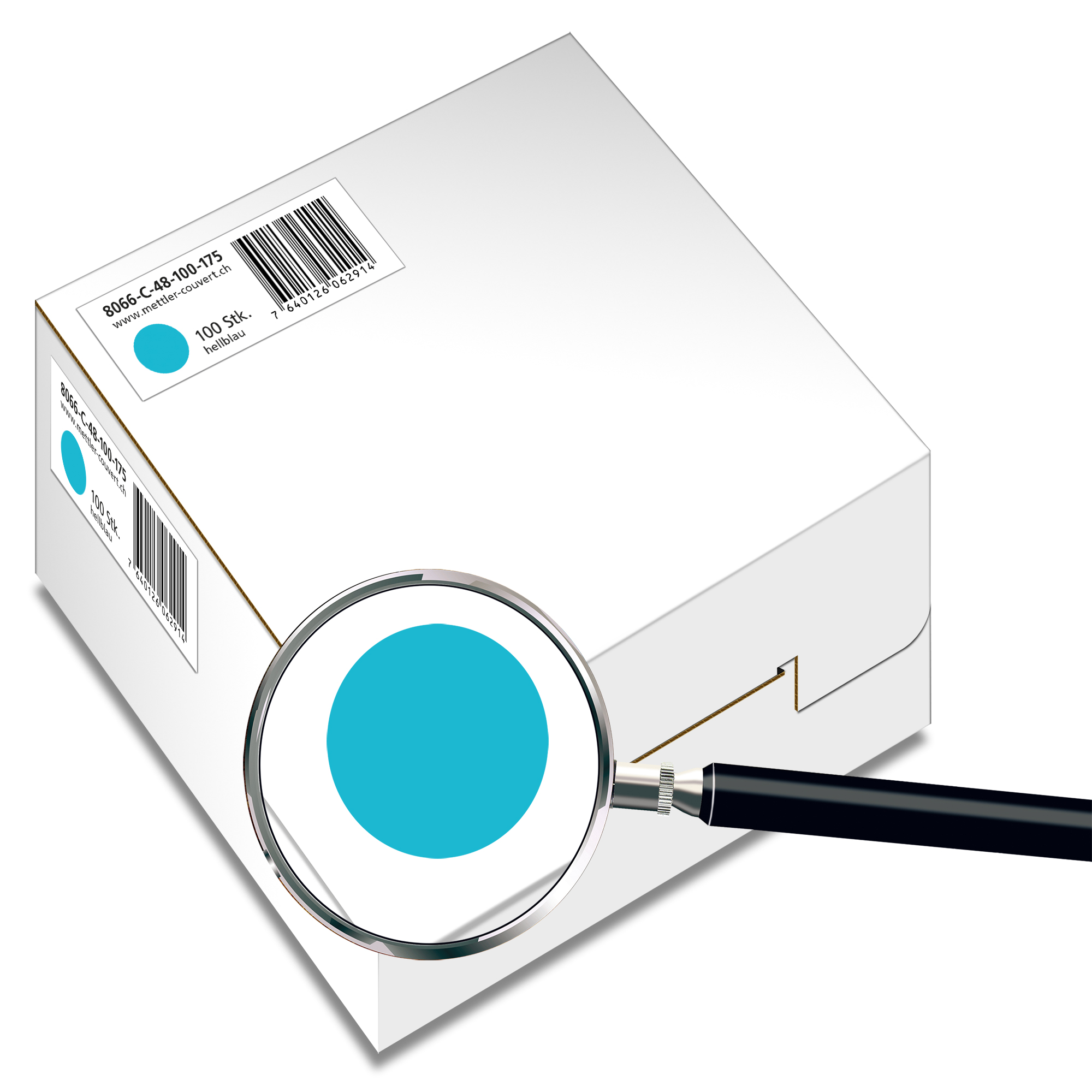 Couvert quadratisch 175 x 175mm, hellblau, ohne Fenster, haftklebend, FSC – Mettler Couvert