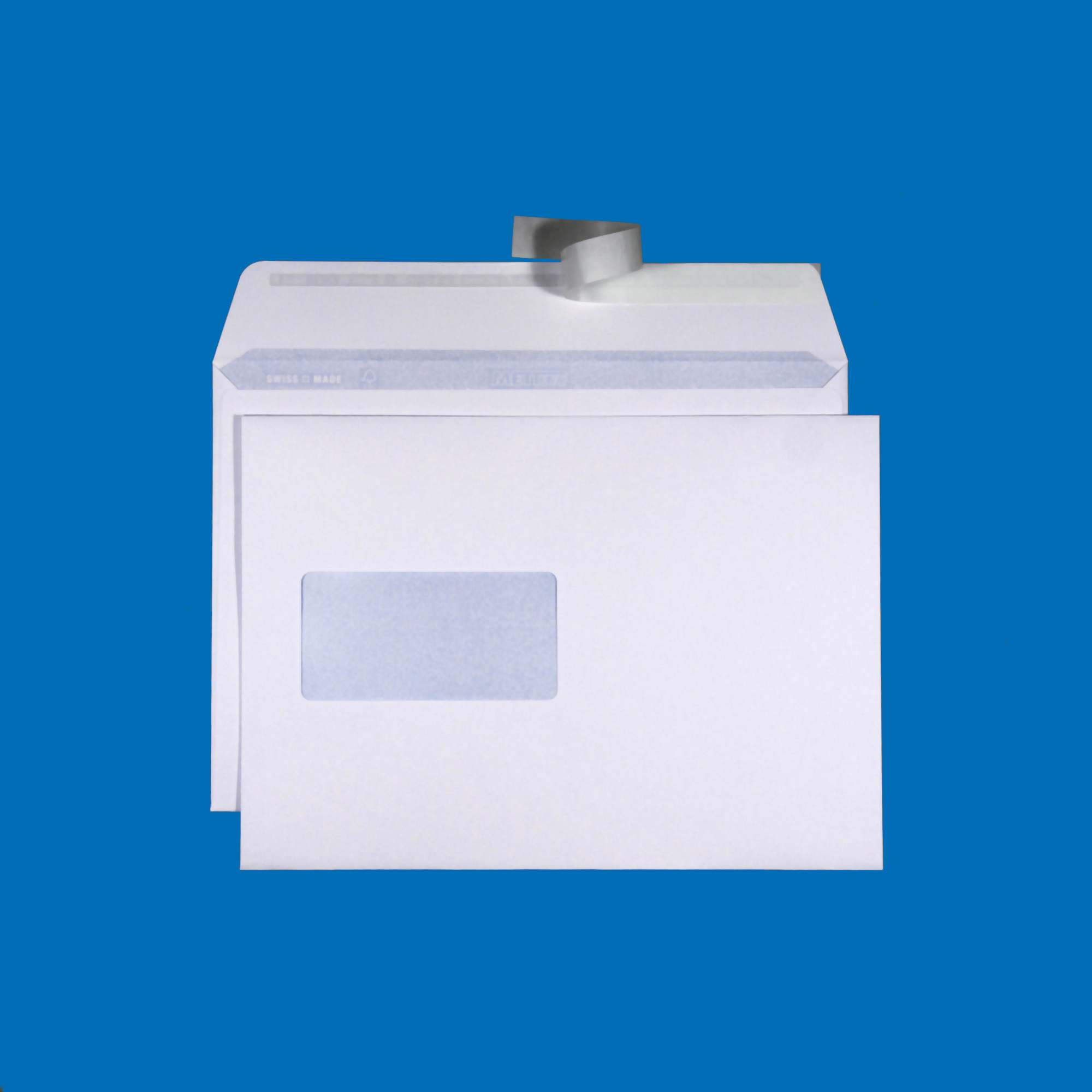 B5 Couvert, Fenster links, haftklebend, Ultraweiss FSC – Mettler Couvert