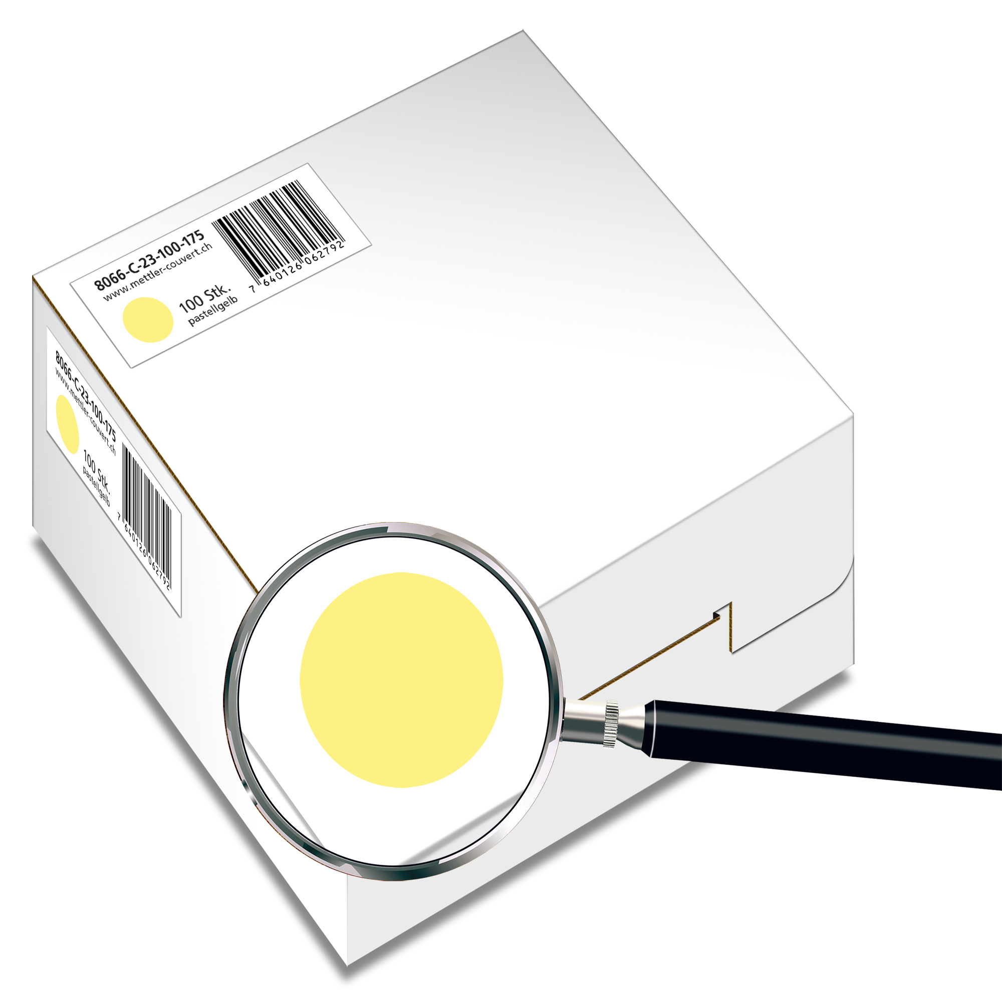 Couvert quadratisch 175 x 175mm, pastellgelb, ohne Fenster, haftklebend, FSC – Mettler Couvert